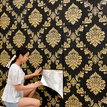 Minimalist black self-adhesive wall paper European-style style bedroom living room TV background wall wallpaper home new self-paste