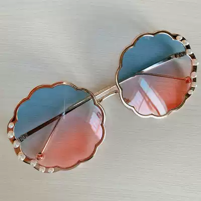 Korean sunglasses round face anti-UV rhinestone sunscreen photo glasses street shot net red sunglasses women 2019 new