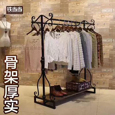 Vintage clothing rack landing double-row display floor clothing clothes women's clothing store shelves zhong dao jia