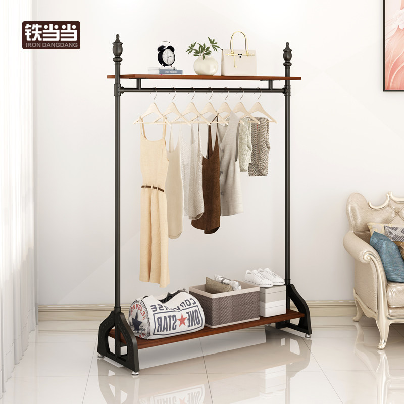 Iron Dangdang creative coat rack Ironwood floor floor bedroom simple hanging hanger Floor hanger Simple modern clothes rack