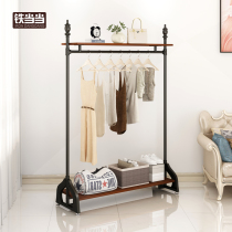 Tie Dang Dang Creative Coat Rack Iron Wood Floor Bedroom Simple Clothes Rack Floor Clothes Rack Simple Modern Clothes Rack