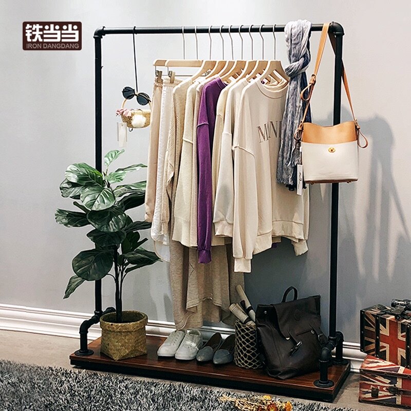 European coat rack Floor-to-ceiling household hanging bag rack Single rod simple modern bedroom hanging clothes rack