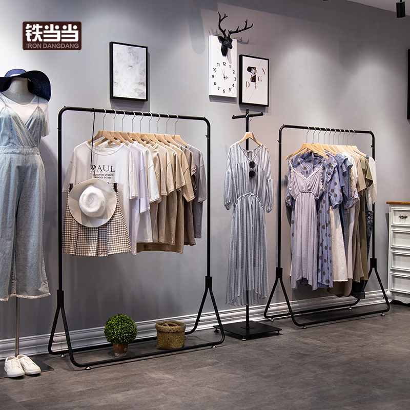 Nordic clothing store display stand floor-to-ceiling simple modern side hanging island rack combination women's clothing shelf store decoration