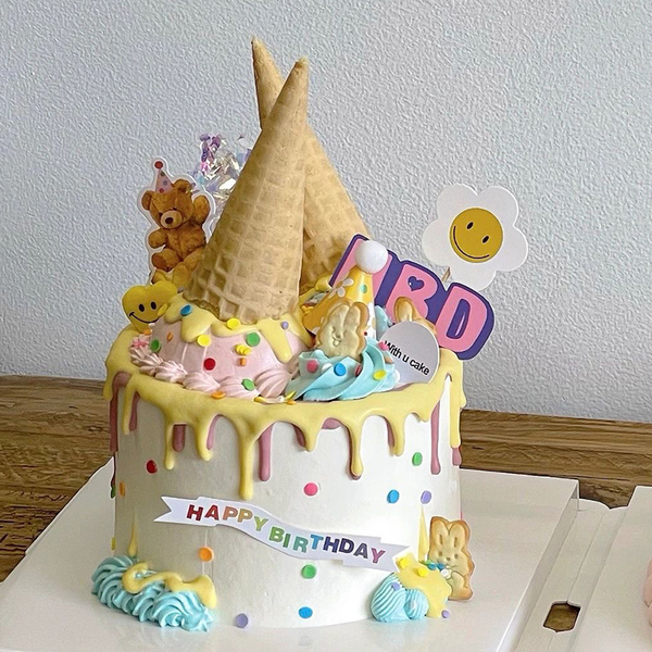 Original Flavor Cone Cake Decoration Trendy Instagram Birthday Decoration Ice Cream Crispy Cone Toppers DIY Ice Cream Shell
