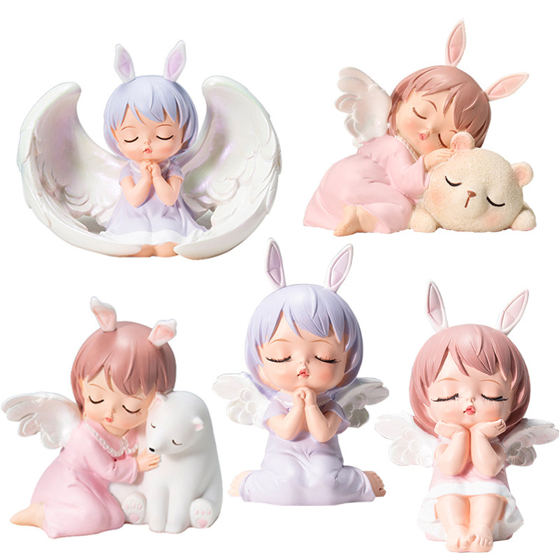 赤ちゃんの1歳の誕生日用漫画アニーケーキオーナメント、かわいい小さな天使の人形、ベーキングデコレーション、小さなプリンセスの誕生日プラグイン