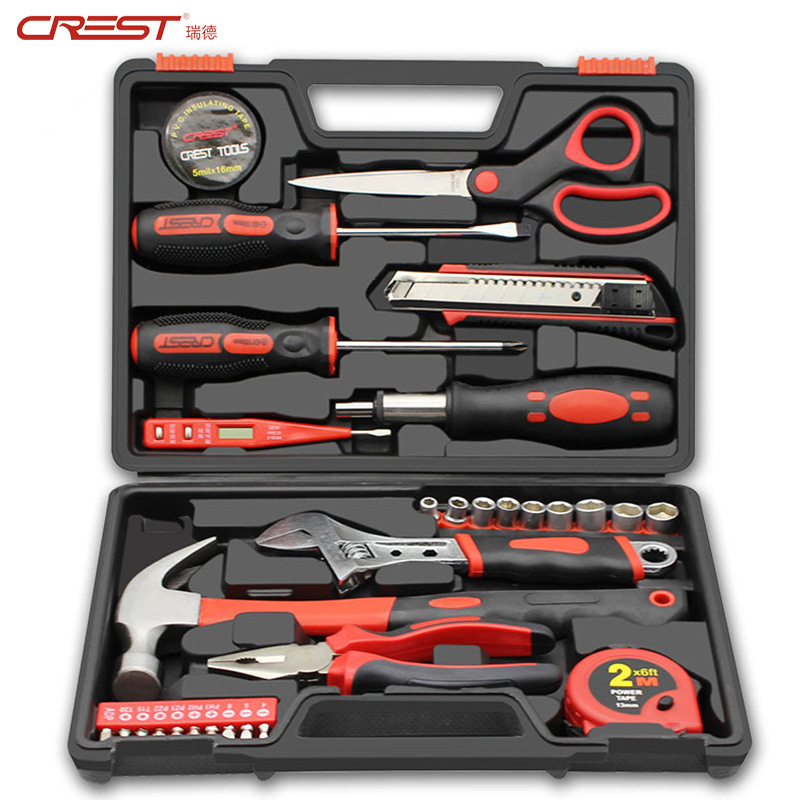Household common hand tool combination set Ruide 022031 household hardware toolbox plastic box printed LOGO