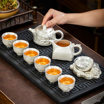 999 Sterling Silver Tiger Xiao shan he tea set Chinese gilt silver kung fu teapot teacup set home gift tea set set