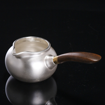 Sterling silver side handle tea dispenser 999 sterling silver handmade gilded silver anti-scalding fair cup tea sea silver teapot high-grade tea set