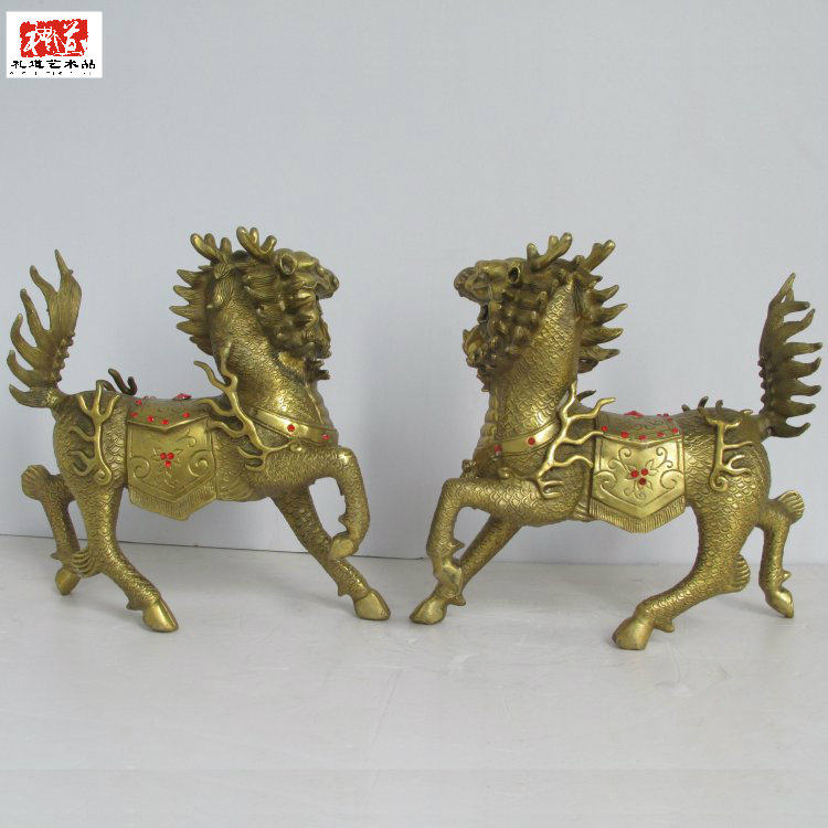 Pure Copper Creative Home Feng Shui Crafts Gifts Swing Accessories Office Copper Kirin Sends Son Kirin Copper Big Swing Piece For Old Inlaid Drilling Copper
