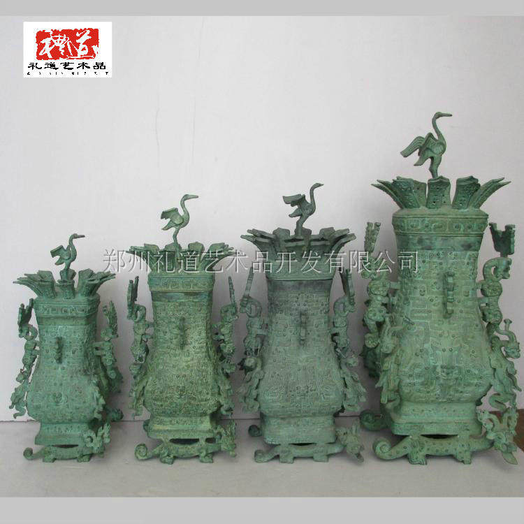 Zhengzhou Antique Bronze Ware Lotus Crane Square Pot Do Old Small Ornaments Office Tourist Souvenirs Business Culture Pure Copper