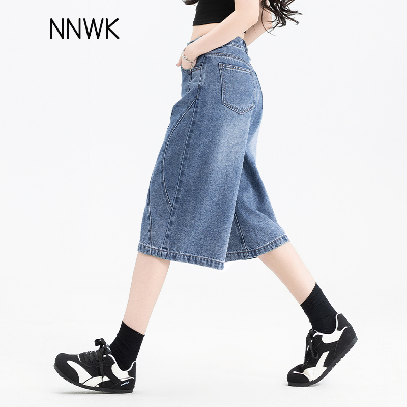 Vintage Blue Denim Shorts for Women, Summer Thin Style, 2026 New Loose Wide-Leg Six-Point Pants, Tencel Seven-Point Pants, Mid-Length Pants Vintage Blue Denim Shorts for Women, Summer Thin Style, 2026 New Loose Wide-Leg Six-Point Pants, Tencel Seven-Point Pants, Mid-Length Pants