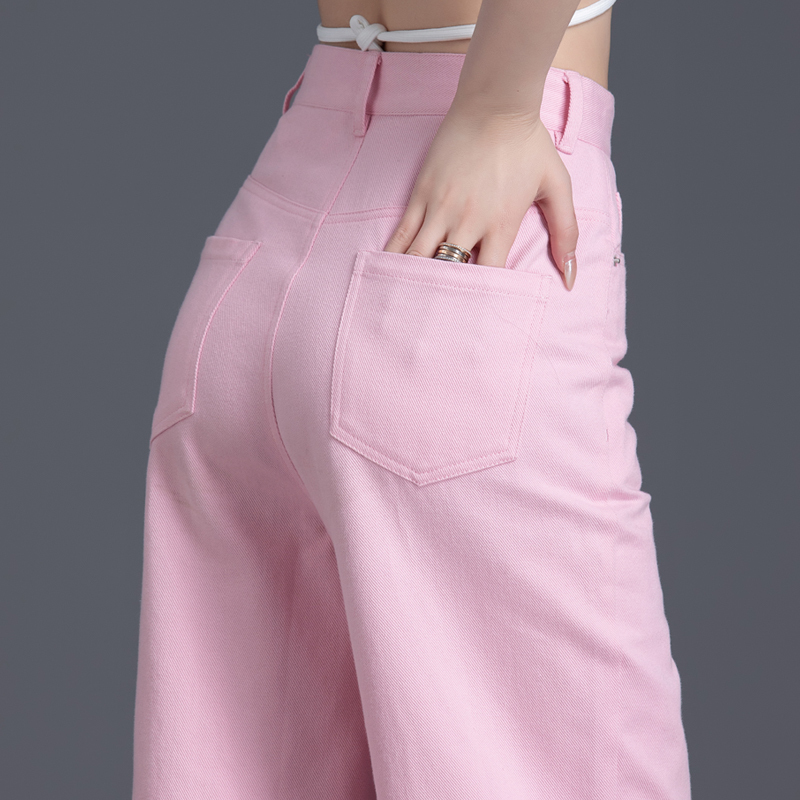 Pink Jeans for Women 2026 New Spring and Autumn Loose Casual Straight Wide-Leg Pants High-Waisted Colorful Pants