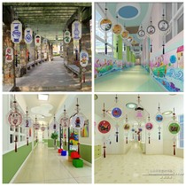 Creative family characteristics Chinese style wood hanging decoration kindergarten school corridor classroom Chinese culture values decoration
