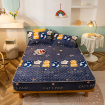 Autumn Winter Crystal Suede Thickening Clip Cotton 2021 New Printed Baby Suede Bunk Mattress Cover Bed Cover Mattress Protective Sleeve