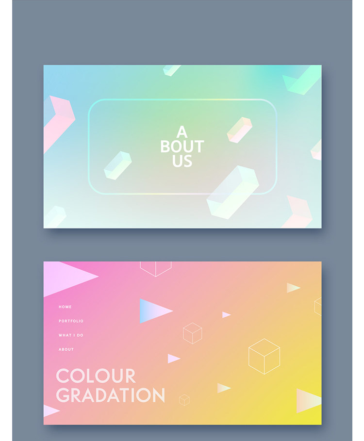 浅色科技潮流幻彩渐变几何图形多边形海报背景图PSD设计素材模板