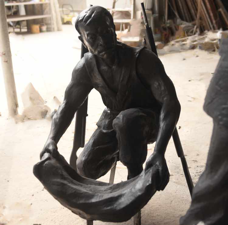 Glass fiber figure sculpture custom imitation copper folk culture outdoor square View garden ornaments factory direct customized