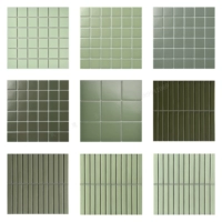 Матовая оливково-зеленая мятно-зеленая керамическая мозаичная плитка для отеля B & B, столовая, ванная комната, магазин чая с молоком, настенная плитка