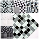 Черно -белая серая хрустальная стеклянная мозаичная плит