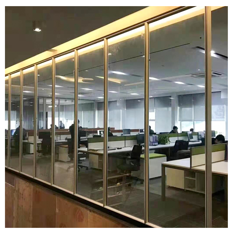 Office high partition aluminium alloy double glass shutter soundproof wall indoor frosted tempered glass screen partition wall