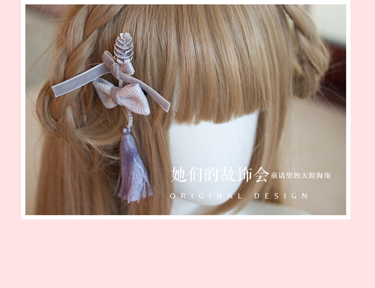 Đồ trang trí ban đầu của họ sẽ là phụ kiện gốc làm bằng tay màu xanh xám Nhật Bản LOLITA phụ kiện đầu nhỏ tóc tiara phụ kiện đường phố thiên thần - Phụ kiện tóc kẹp càng cua hàn quốc