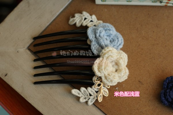 Móc len hoa phụ kiện tóc DIY tay dệt clip clip Sen nữ mũ rừng chèn lược 3kI2VxofFe - Phụ kiện tóc kẹp tóc em bé
