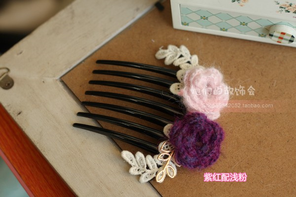 Móc len hoa phụ kiện tóc DIY tay dệt clip clip Sen nữ mũ rừng chèn lược 3kI2VxofFe - Phụ kiện tóc kẹp tóc em bé