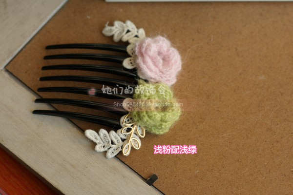 Móc len hoa phụ kiện tóc DIY tay dệt clip clip Sen nữ mũ rừng chèn lược 3kI2VxofFe - Phụ kiện tóc kẹp tóc em bé