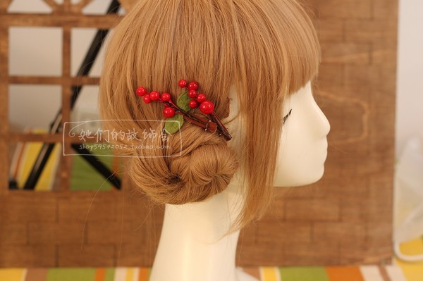 Sen nữ phong cách tươi mô phỏng berry handmade DIY tóc clip bên clip phụ kiện tóc mũ cô dâu phụ kiện tóc sáng tạo - Phụ kiện tóc băng đô nữ