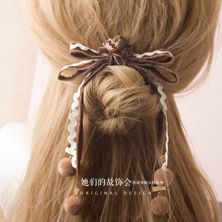 Caramel Macchiato bánh sô cô la phụ kiện tóc LOLITA tóc bóng bông tai CHOKER Nhật Bản hand made đồ trang sức ban đầu