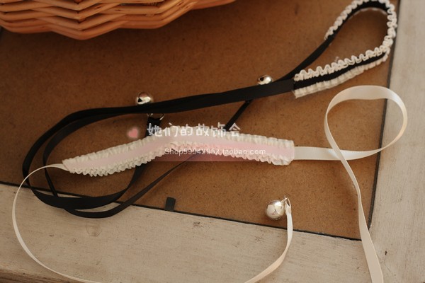 Handmade Ribbon Ren Bell Hair Tie Hairband DIY Bản gốc COSPLAY Dây đeo tay LOLita Lori Wind - Vòng đeo tay Clasp vòng tay ngọc trai