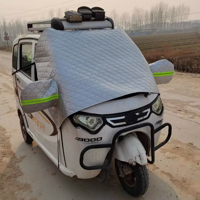 Winter Thickened Fully Enclosed Electric Tricycle Cover with Front Windshield, Four-Wheel Mobility Scooter Rain and Snow Protection Half Cover