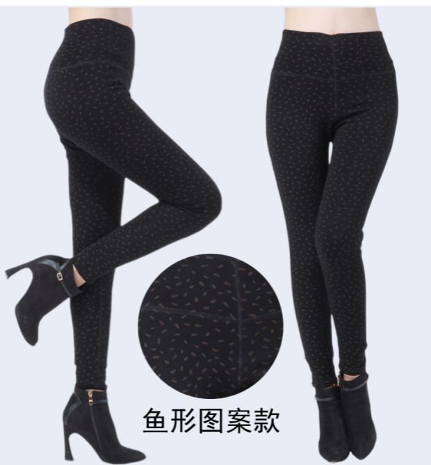 Mùa thu và mùa đông quần ấm phụ nữ trung niên cộng với nhung dày hai lớp xà cạp dày eo cao kích thước lớn mặc ngoài quần dài quần tất nữ lót lông