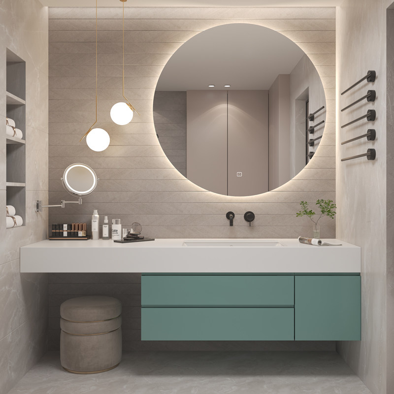 Rock board bathroom cabinet modern simple light luxury dressing room washbasin wash basin combination custom Bath Cabinet