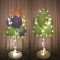 Luminous macaron candy color table floating column balloon decoration scene layout birthday background countertop balloon dress