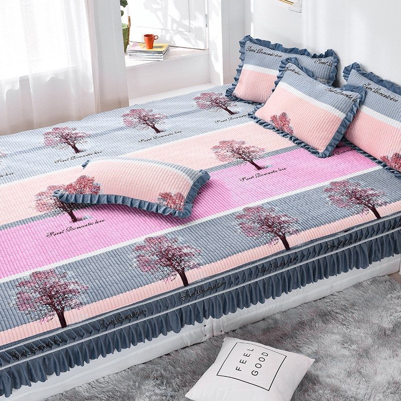Crystal velvet bed cover single piece tatami large kang set kang cover kang single kang blanket sheet pad rural earth kang kang skirt 3 meters