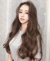 Real hair female long curly hair big wave no trace U-shaped wig net red cute real hair hair half hood wig set