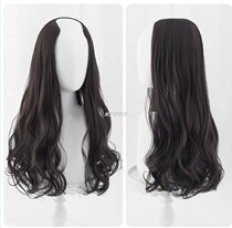 U-shaped half-head cover real hair long hair long curly hair women's curly hair pear flower head wig half-head cover one-piece replacement hair