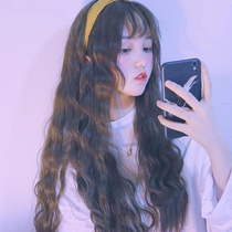 Real hair female corn hot invisible seamless long hair U-shaped wig half cover long curly hair big wave wig piece