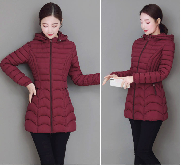 Áo khoác chống mùa thu đông 2018 mới xuống cotton phù hợp với phiên bản Hàn Quốc của áo khoác dài nữ có áo khoác trùm đầu áo phao tommy hilfiger nữ