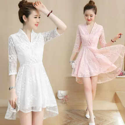 Mùa xuân hè 2020 Áo ngắn nữ mới 150cm Quần áo ngắn nữ ngắn cao xs145 với váy - Váy eo cao