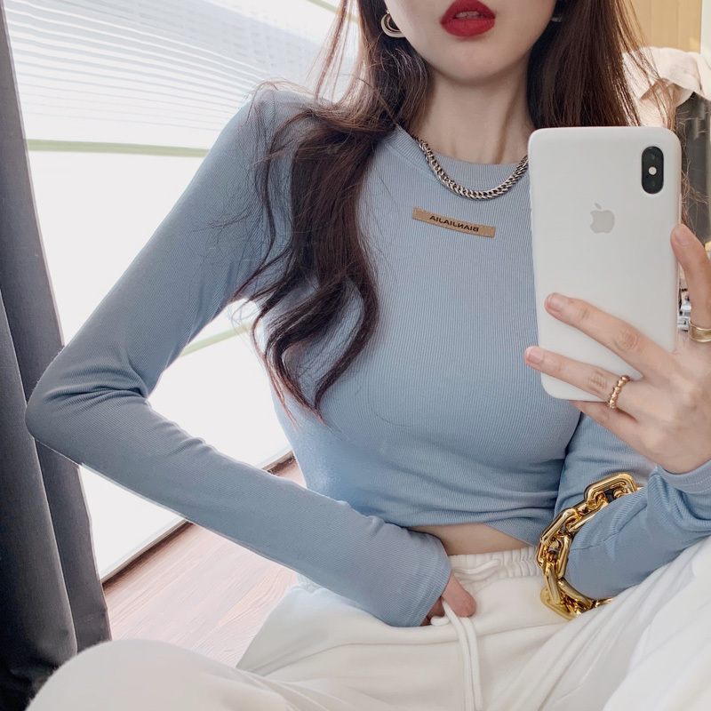 2026 Autumn/Winter Stylish Long-Sleeve Fitted Short Top with Unique Design, High-Waisted Base Shirt T-Shirt for Women 2026 Autumn/Winter Stylish Long-Sleeve Fitted Short Top with Unique Design, High-Waisted Base Shirt T-Shirt for Women