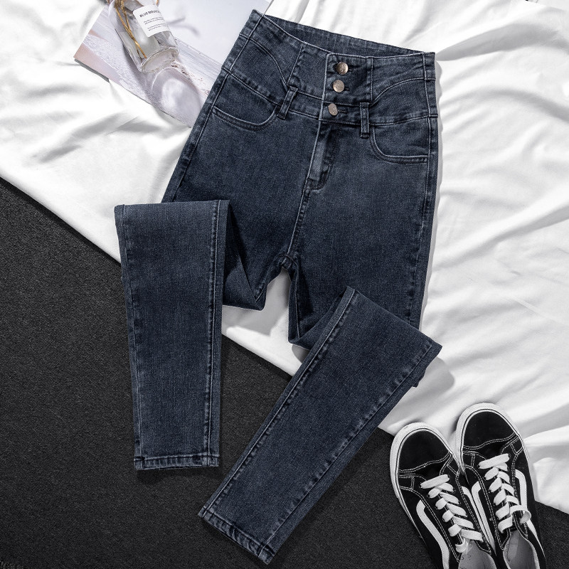 Super high waist jeans women spring and autumn slim slim high pants 2021 new winter plus velvet leggings