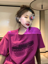 Pure cotton short sleeve T-shirt female Summer thin Han version Ins Chains Chains Sensation Loose Undercoat Missing Casual 100 lap upsets