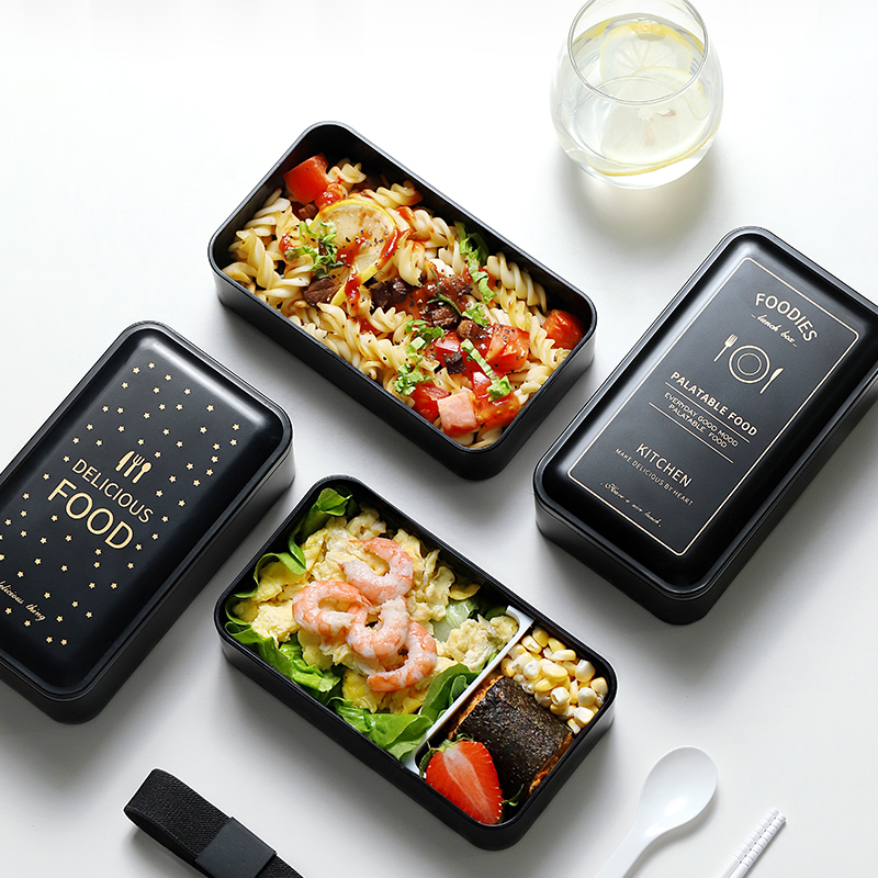 Office Workers Lunch Box Double Student Salad Microwave Oven Lunchbox Portable Insulated Compartable Heating Meal Kit Suit