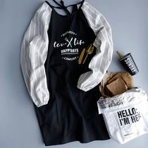 Long sleeve apron household kitchen cotton Nordic minimalist overalls fashion men and women cotton linen breathable gown
