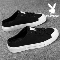 Floral Playboy Semi tug Mens shoes Summer Breathable Canvas Board Shoes One Foot Pedal Sloth No Heel Cloth Shoes Casual Boomer Shoes