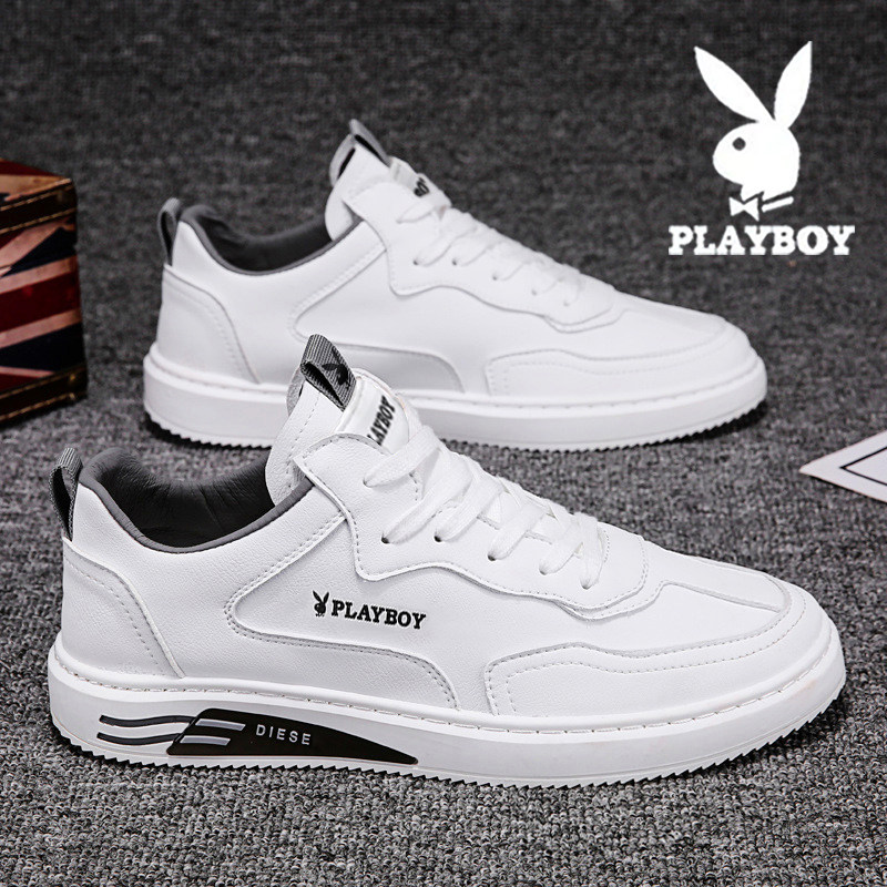 Playboy men's shoes 2022 new trendy summer sports small white board shoes men's leather soft bottom casual leather shoes