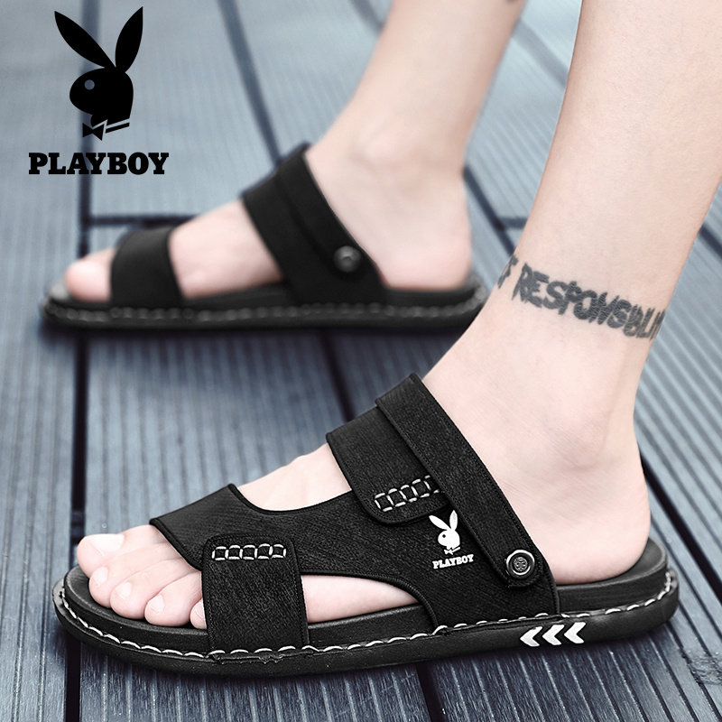 Flowers Playboy Sandals Sandals Men's Summer Outwear Sports Slippers Beach Men's Dual Use Driving Casual Genuine Leather Sandals