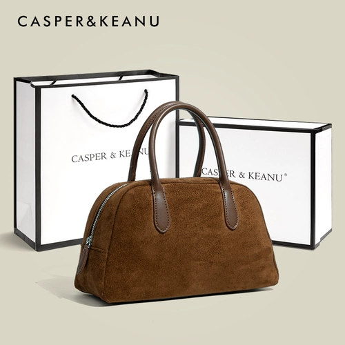 Micr&Kcy нишевая женская сумка в виде ракушки, новинка 2025 года, сумка Boston, весенне-летняя замшевая сумка для боулинга в стиле ретро