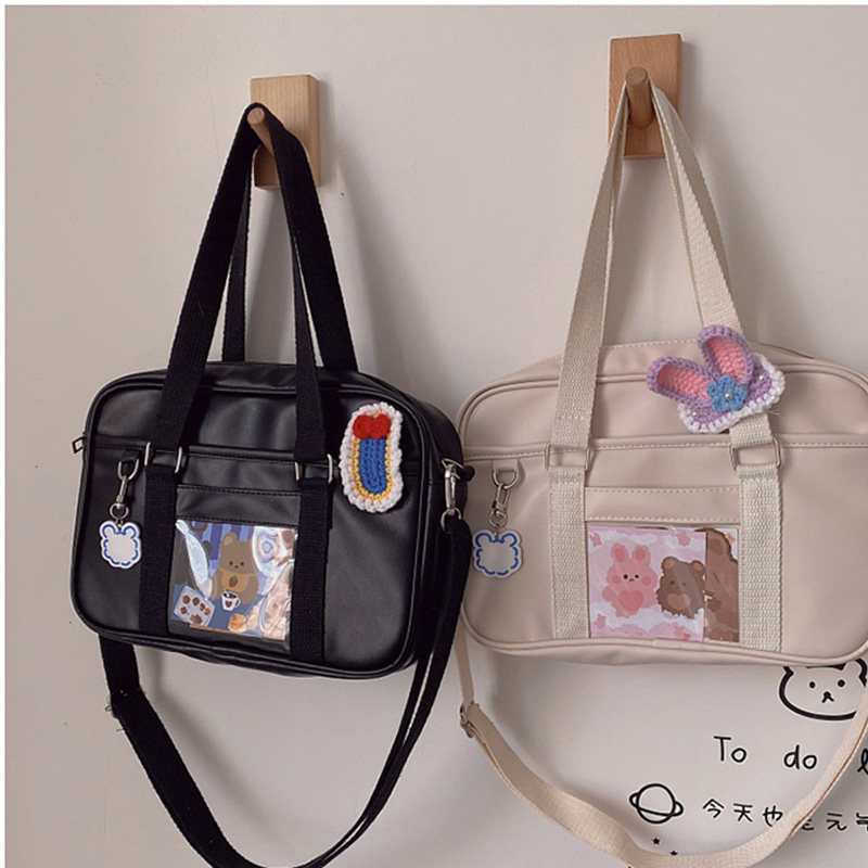 Japanese soft girl messenger bag JK uniform bag Japanese pu girl commuter shoulder bag academic style portable shoulder bag